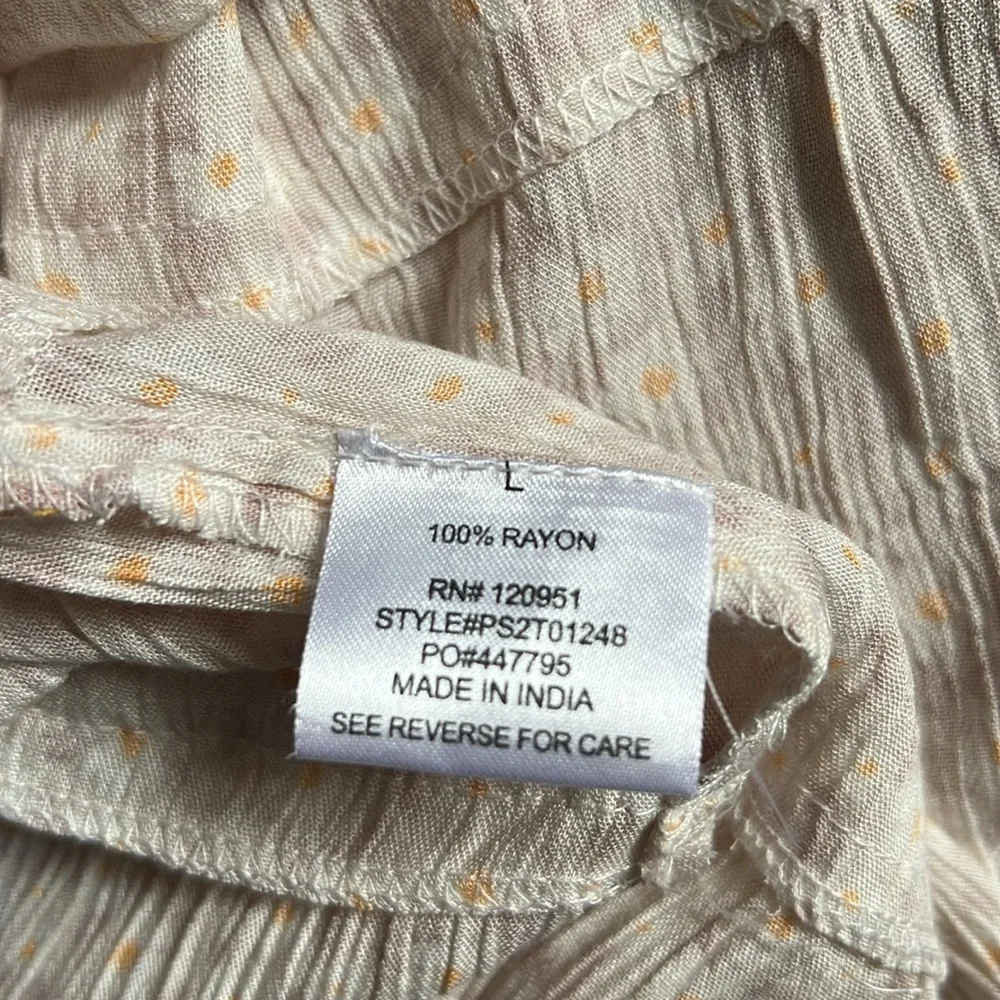 Pink Rose Tan, Orange, and Cream Floral Tiered Skirt with ruched waist -  Size L